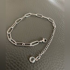 Elegant  Gold plated Silver paper clip chain Bracelet or anklet